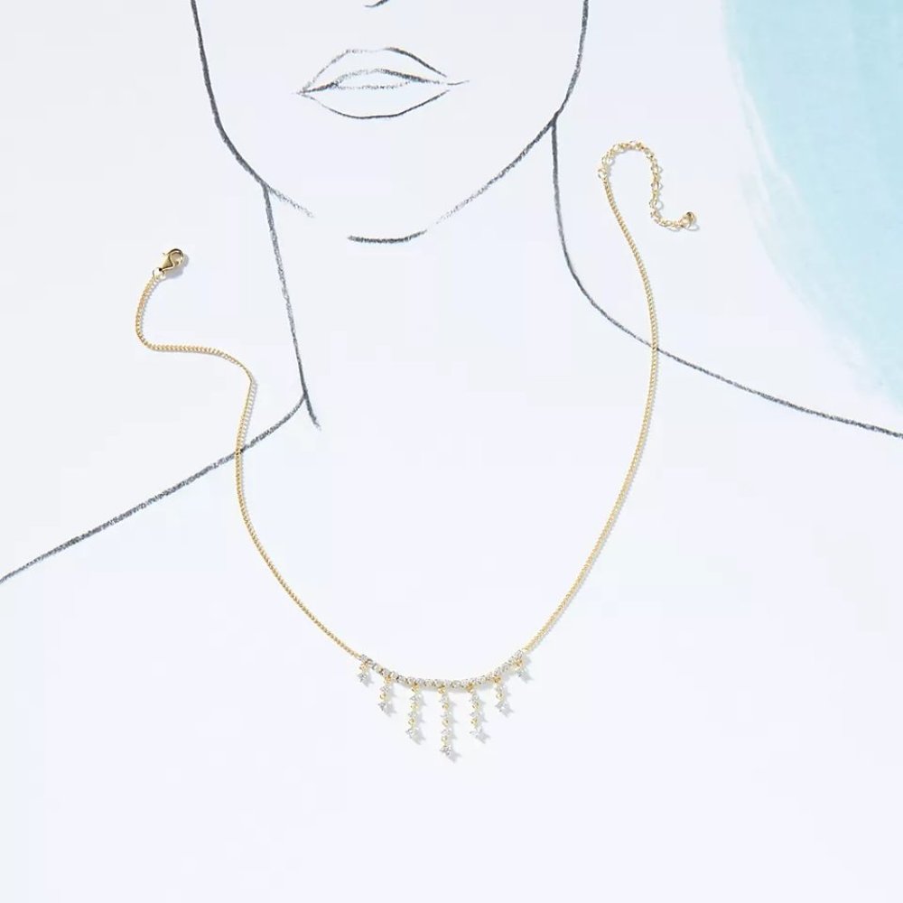 Anthropologie Crystal Drip Chain Necklace - Picture 3 of 8